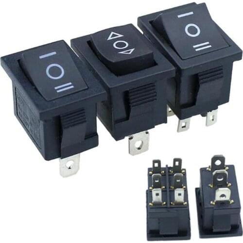 5PCS/10pcs KCD1 Mini Black 3 Pin / 6 pin On/Off/On Rocker Switch AC 6A/250V10A/125V
