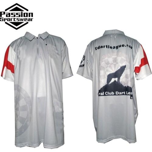 MOQ 5pcs Custom Wolf For Teams Individuality Design Polo White Dart Shirt