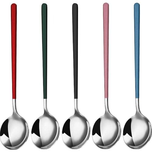 5 Pack Soup Spoons,Stainless Steel Ice Cream Soup Spoons Coffee Spoons Teaspoons,for Dinner Long Handle Table Spoon
