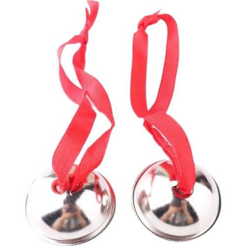 6 pcs Metal Jingle Bells With Ribbon Loose Beads Festival Party Decoration/Christmas Tree Decorations/DIYCrafts Accessories