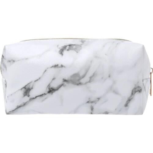 Large Cute Pencil Case Pen Box Zipper Bags Marble Makeup Storage Supplies