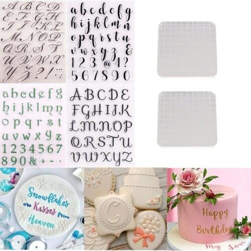 Number Alphabet Fondant Cake Stamp with Back Plate Reusable for Cookies Biscuit