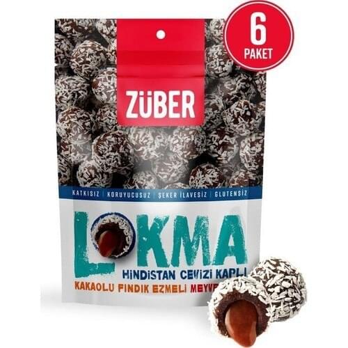 Züber Coconut Covered Cocoa and Hazelnut Paste Fruit Ball 96 gr x 6 Packages
