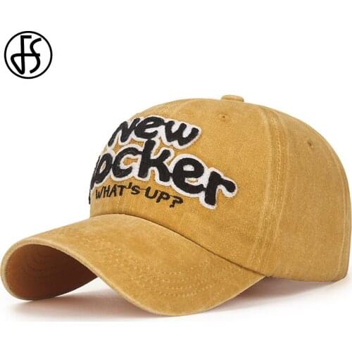 FS 2021 New Washed Vintage Denim Baseball Cap Yellow Army Green Men Women Hats Popular Streetwear Face Caps Gorras Trucker Hat
