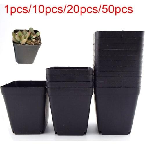 8*7*5 CM Plant Pot Plastic Flower Pots Creative Small Square Pots for Succulent Plants Garden Decor Black