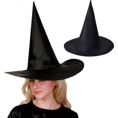 Halloween Witch Hat Costume Props Adult Women Black Hats Halloween Party Decoration Caps Dress Up Party Supplies Peaked Cap