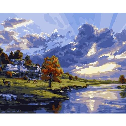 Hot! Wall Art with frame Picture Painting By Numbers DIY Digital Canvas Oil Painting Home Decor Nile Asaka paint by number DY325