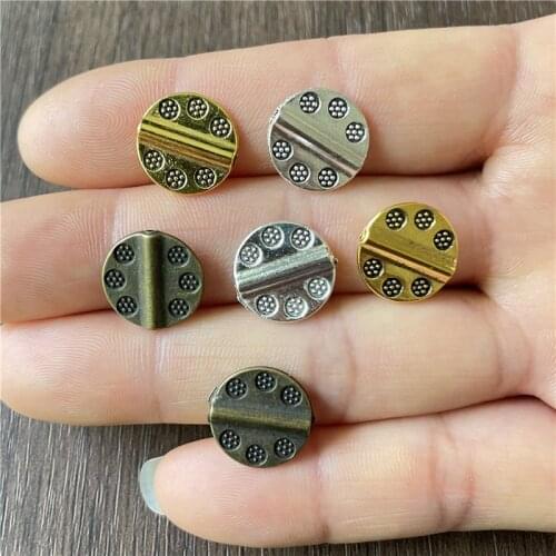 JunKang 25pcs 3 color round pitted spacers DIY handmade bracelets necklace parts wholesale metal alloy