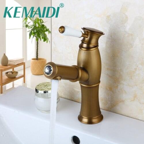 KEMAIDI Bathroom Faucet Pull Out Luxury Mixer Antique Brass Bathroom Basin Sink Faucets Mixers Tap Vanity Faucet