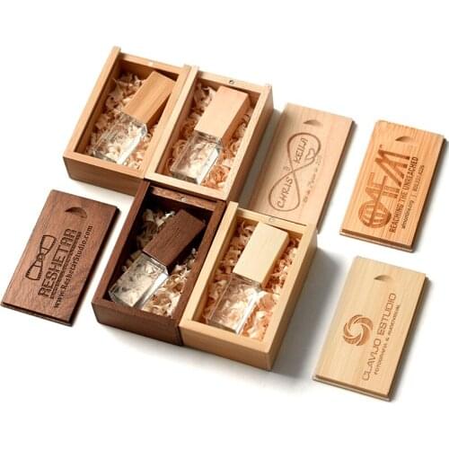JASTER Kristal Houten Usb Flash Pen drive U Disk Memory Stick Pendrive 4GB 8GB 16GB 32GB 64GB Huwelijkscadeau Thumb Drive