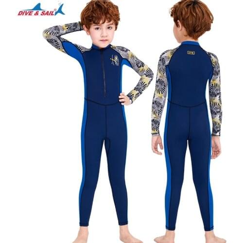 Boys & Girls Lycra Skin Dive & Swim Skin Full Body One-piece Bathing Suit Swimsuit Long Sleeve Front Zip Rashguard Sunsuit Kid