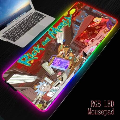 MRGBEST Anime Morty Large RGB Gaming Mouse Pad Keyboard Mousepad LED Light USB Wired Mouse Mice 7 Dazzle Colors for Gaming