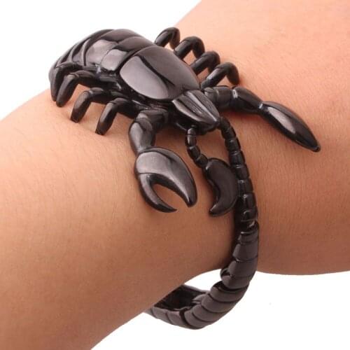Cool Huge 316L Stainless Steel 3D Black Color Scorpion Animal Biker Jewelry Mens Boys Bracelet Bangle 8.26" Christmas Gift 70G
