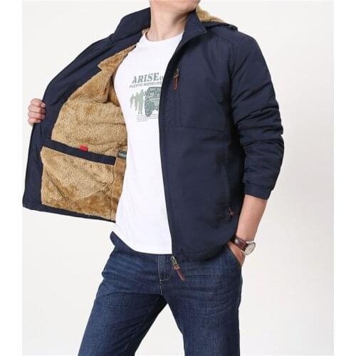 Autumn Winter Jacket Men Hooded Casual Outdoor Wool Liner Military Jacket Windbreaker Outerwear Hat Detachable Large Size M-5XL