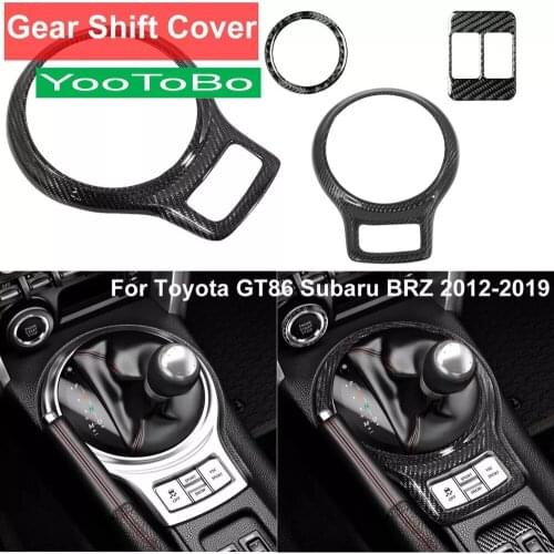 LHD RHD Car Styling Real Carbon Fiber Steering Wheel Central Gear Shift Decal Trim Cover Panel For Toyota GT86 Subaru BRZ 12-19