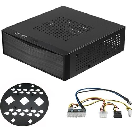 Mini ITX Case+ 84W 12V Power Board HTPC Chassis USB2.0 ITX Enclosure Industrial Control Chassis with Back Mount Bracket