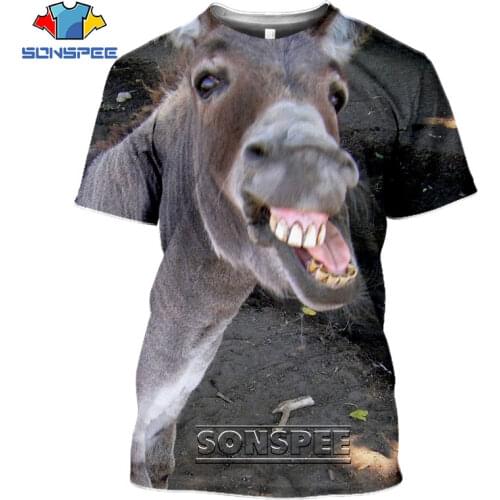 SONSPEE 3D Print Animal Donkey Mens T-Shirts Harajuku Casual Hip Hop Streetwear Funny Laughing Shirt Plus Size Unisex Tees Tops