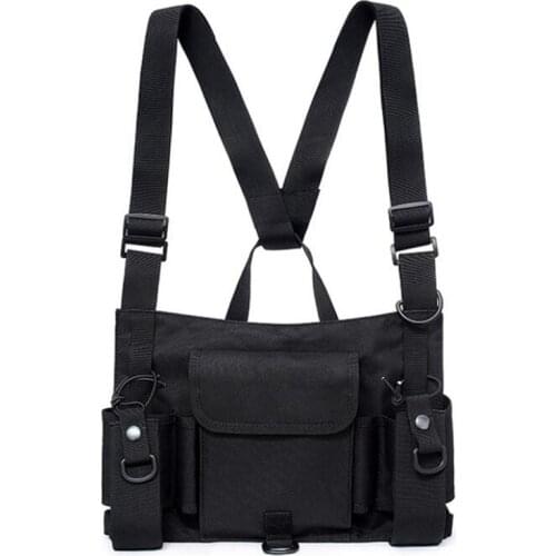 New Men Tactical Vest Hunting Training Traveling Fashion Bullet Hip Hop Pack Streetwear Waist Black Chest Rig Bag