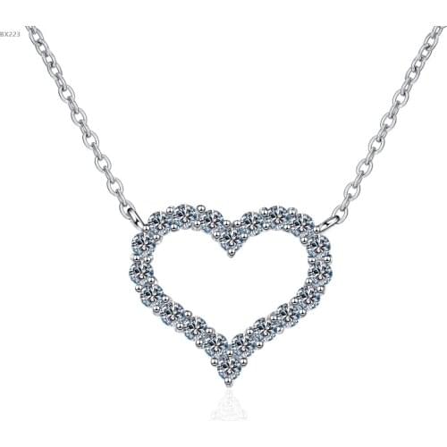 Passed Diamond Test Perfect Moissanite Pendantr Heart Necklace 925 Sterling Silver 0.6-2ct Necklace Jewely Women Engagement Gift