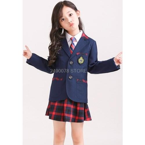 2019 School Kids Jacket+Pants+tie 3pcs Suits for Boys England Style Girls Formal Wedding Blazer Suit Performance Suit