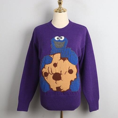1104 2020 Autumn Free Shipping Crew New Long Sleeve Purple Black Animal Print Kints Dl