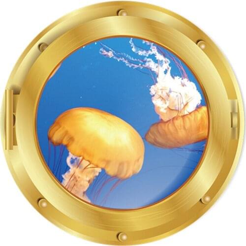 Realistic Window 3D Sea World Wall Stickers PVC Wallpapers Diameter 29cm for Living Room Bedroom Decoration J2Y