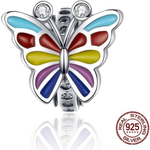 Rebeke fit bangle original bracelet charm 925 sterling silver butterfly silicone beads women necklace jewelry DIY gift