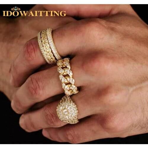 Hip hop iced out micro pave full cz rings for women men midi finger ring engagement green cz band sparking cz gorgeous jewelry