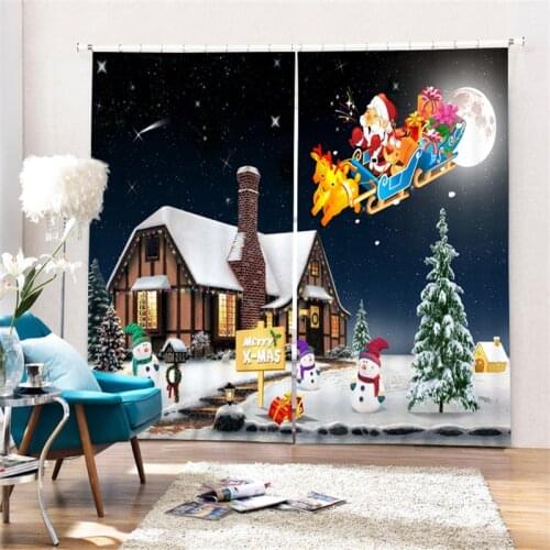 Customized Christmas gift Luxury 3D Blackout Window Curtain Drapes For Living room Bed room Hotel Wall Tapestry Cortinas