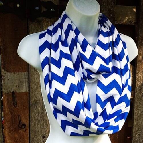 Winter Warm Chevron Zig Zag Stripe Print Cotton Jersey Knit Circle Double Loop Scarf Infinity Scarves Free Shipping