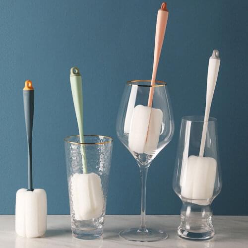 Milk Bottle Coffe Tea Red Wine Glass Cup Brush Long Handle Cleaning Sponge Brushes Kitchen Washing Tools Accessories