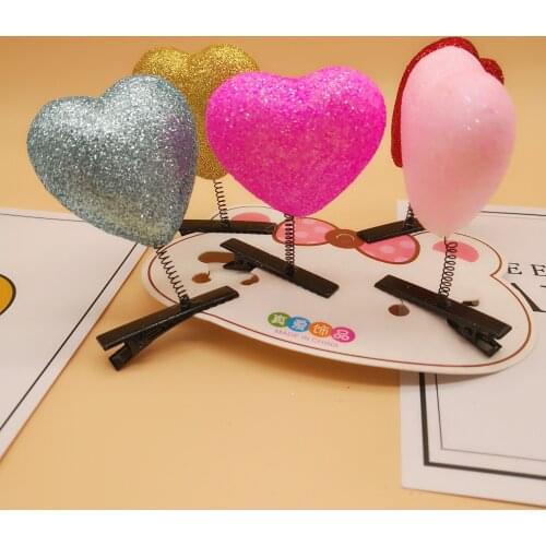 Heart Hair Clip Gold Silver Girls Hairpin Pink Pretty Kid Rose Birthday Party Barrette Decoration