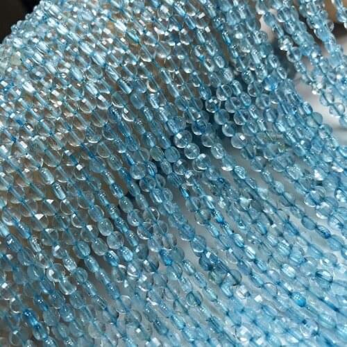 BLUE TOPAZ COIN faceted 4*2mm for DIY jewelry making loose beads FPPJ wholesale beads nature