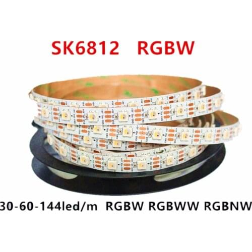 SK6812 RGBW (similar ws2812b) 4 in 1 1m/4m/5m 30/60/144 leds/pixels/m individual addressable led strip wwa ww nw IP30/65/67 DC5V