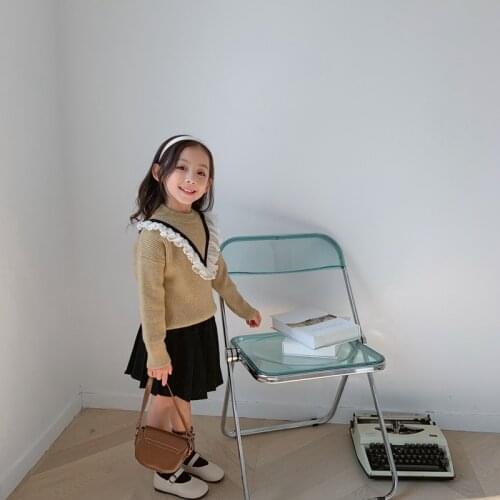 Girl Sweater Kids Knitting Outwear Tops 2021 Elegant Fleece Thicken Warm Winter Autumn Overcoat Homewear Formal Children Clothin