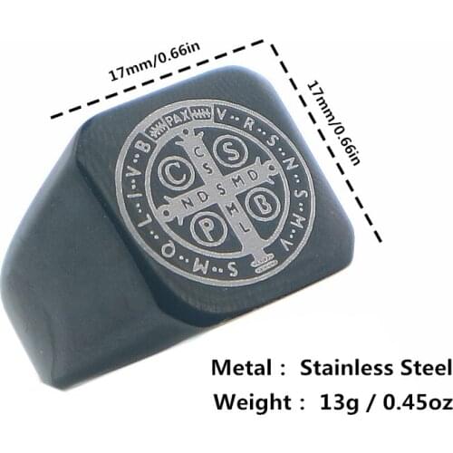 Unisex Saint Benedict of Nursia CSPB CSSML NDSMD 316L Stainless Steel Laser Ring For Gift