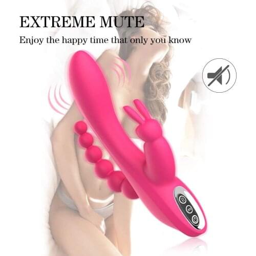 12 Function Rabbit Vibrator G-spot and P-spot Anal Vibrator Triple Curve Rechargeable Dildo Vibrator for Women Clit Stimulator