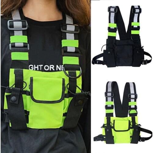 2021 Vintage Chest Bag Adjustable Strap Reflective Unisex Multi-function Magic Sticker Vest Bag for Climbing Outdoor Hiking