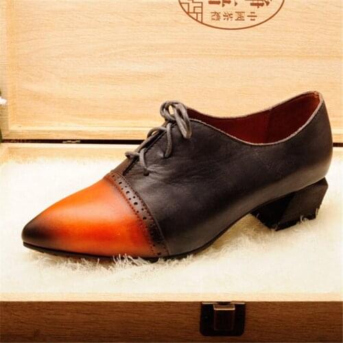 Women leather shoes and comfortable leisure low restoring ancient ways with ms airtight shoe leather shoes # 39