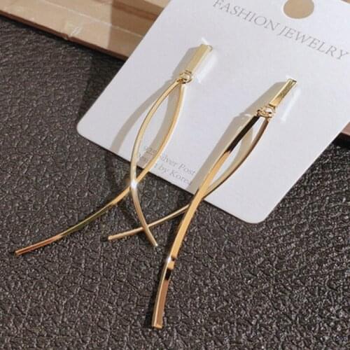 New Fashion Dangle Hanging Long Drop Geometric Twisted Line Earrings for Women Simple Chain Jewelry Brinco Bijoux