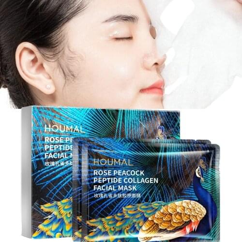 1PC Rose Collagen Facial Mask Acne Moisturizing Whitening Deep Hydration Anti-Aging Oil Control Whole Face Mask Skin Care