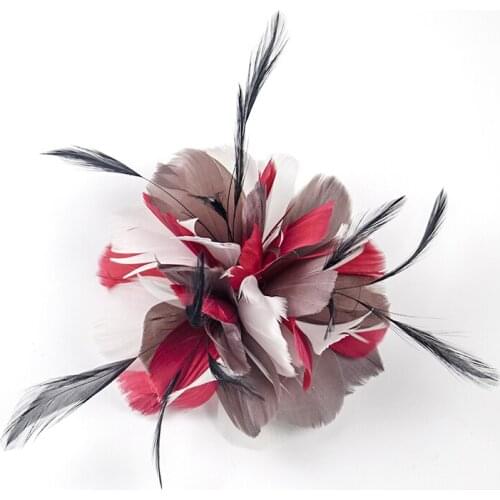 1Pcs Feather Flower Headdress NEW Brooch Fashion Feather Flower Headwear Wedding Hairpins Plume Hair Accessories Wholesale