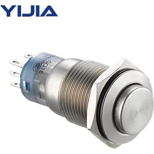 10PCS 16mm High Head Latching Metal Push Button Switch 2NO 2NC DPDT GQ16H-22Z/S