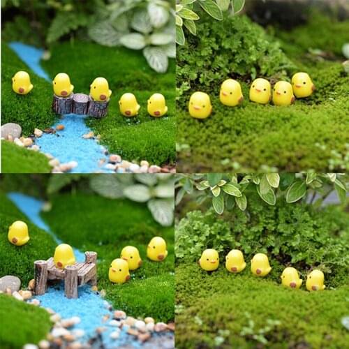 10Pcs Easter Party Mini Chicken Ornaments Resin Fairy Miniature Garden Scene