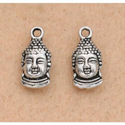 10pcs Antique Silver Plated Buddha Charms Pendant Bracelets Necklace Jewelry Making Accessories DIY 16X8mm