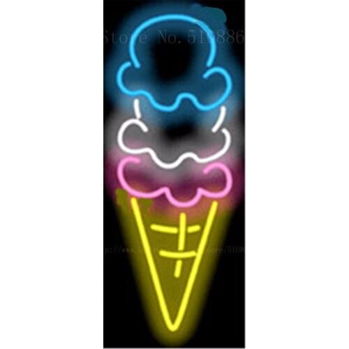 17*14" Ice Cream Cone NEON SIGN REAL GLASS BEER BAR PUB LIGHT SIGNS store display Restaurant Shop occasional Advertising Lights