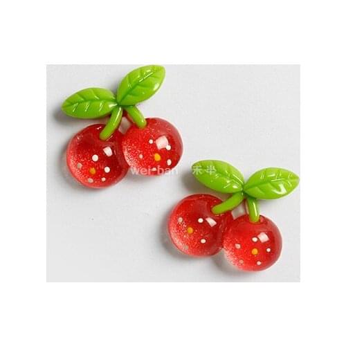 2pcs Glittering Cherry Fruit Fridge Magnet Magnet Magnetic Sticker Creative Korean Three-dimensional Resin Early Childhood