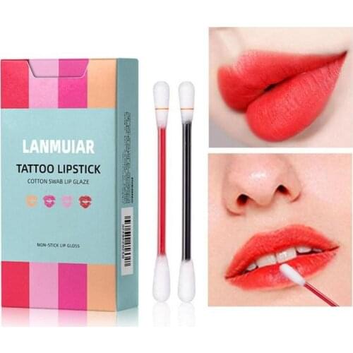 20Pcs/Set Cotton Swab Lipsticks For Outdoor Portable Lipsticks Cosmetics Waterproof Case Lasting Long Cigarette Liquid Lipstick