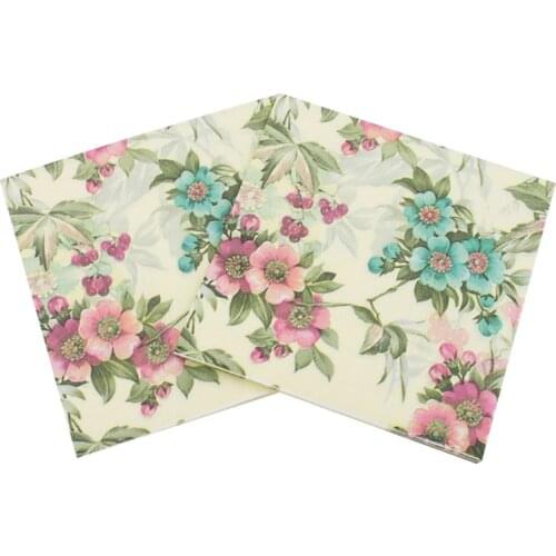 20 Pieces Disposable Printed Square Tissue flower Pattern Party Festive Celebration Paper Napkins Tableware Supply