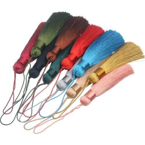 6pcs 82mm Long Silk Tassel Brush Pendant for DIY Earrings Jewelry Making 8cm Silk Satin Tassel Handmade Crafts Findings